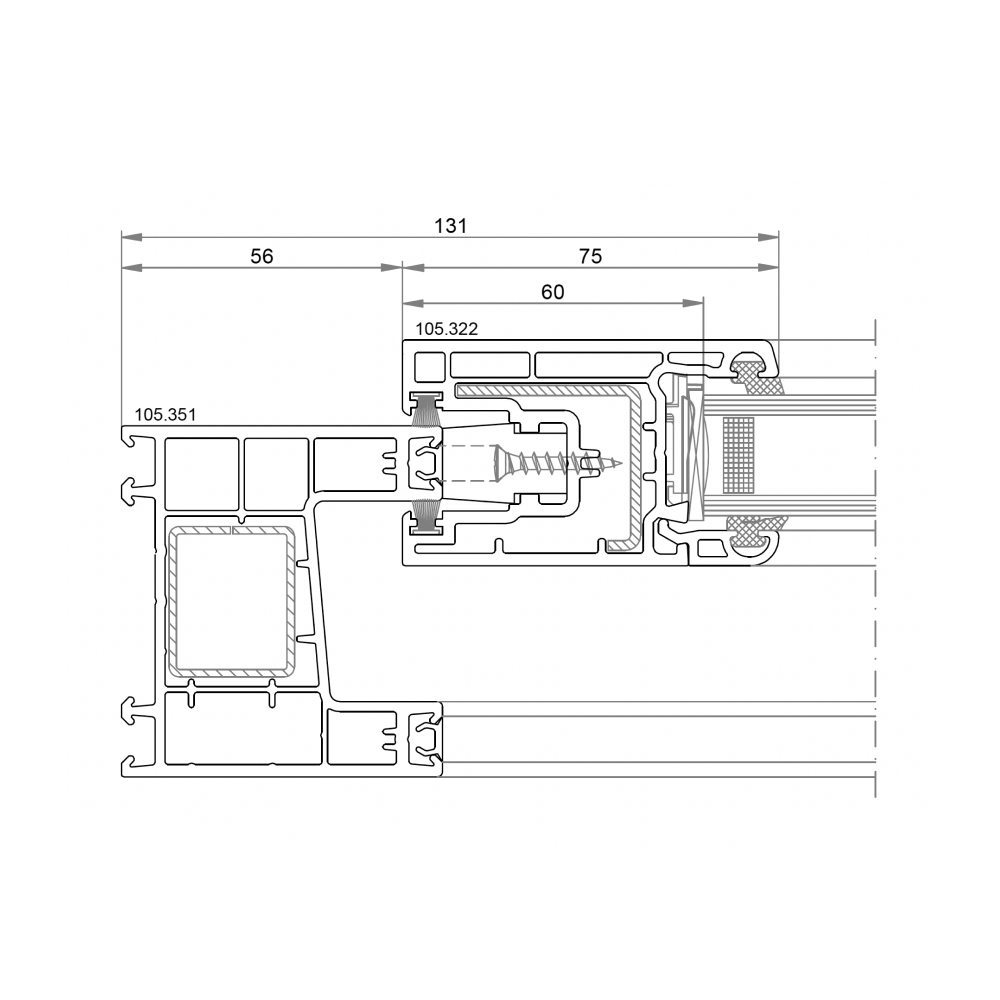 Ventana plano seccion Veka Ekosol 70