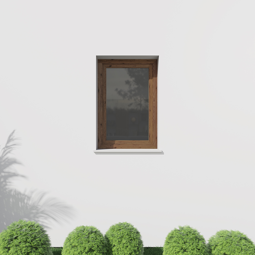 Ventana exterior color nogal