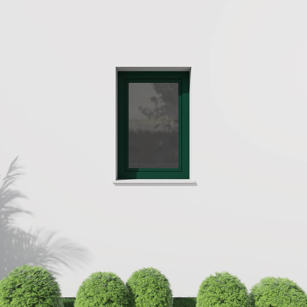 Ventana color verde RAL 6005 exterior